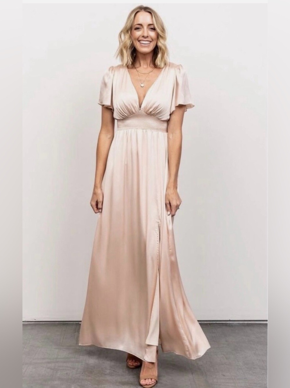 Baltic Born Champagne Prague Satin Maxi Dress Plus Size XXL 2X Bridesmaid